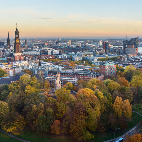 Vista della città di Amburgo dall'alto